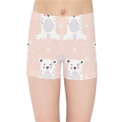 Cute Polar Bear Pattern Kids Sports Shorts by Bigfootshirtshop