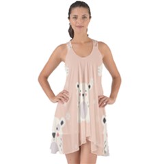 Cute Polar Bear Pattern Show Some Back Chiffon Dress