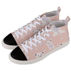 Cute Polar Bear Pattern Men s Mid-top Canvas Sneakers