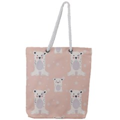 Cute Polar Bear Pattern Full Print Rope Handle Tote (large)