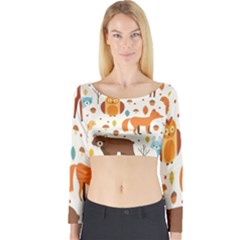 Woodland Friends Pattern Long Sleeve Crop Top by Bigfootshirtshop