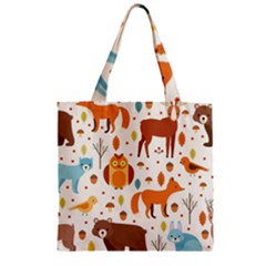 Woodland Friends Pattern Zipper Grocery Tote Bag by Bigfootshirtshop