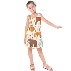 Woodland Friends Pattern Kids  Sleeveless Dress by Bigfootshirtshop