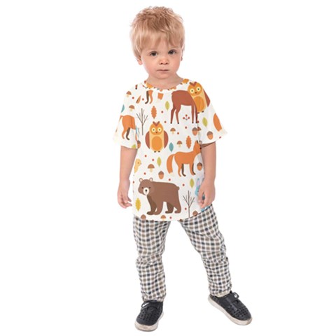 Woodland Friends Pattern Kids Raglan Tee by Bigfootshirtshop