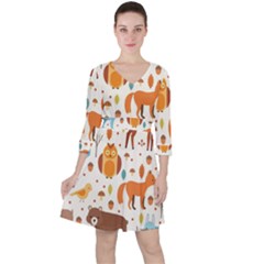 Woodland Friends Pattern Ruffle Dress