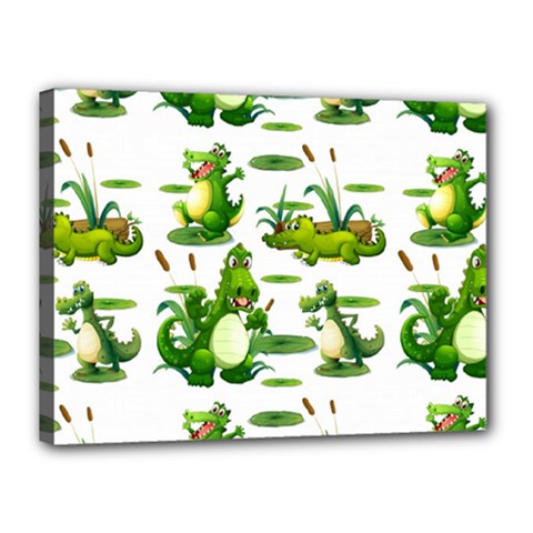 Crocodiles In The Pond Canvas 16  X 12  by Bigfootshirtshop