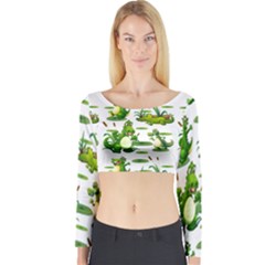 Crocodiles In The Pond Long Sleeve Crop Top by Bigfootshirtshop