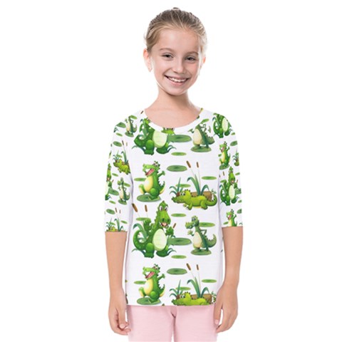 Crocodiles In The Pond Kids  Quarter Sleeve Raglan Tee by Bigfootshirtshop