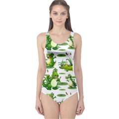 Crocodiles In The Pond One Piece Swimsuit by Bigfootshirtshop