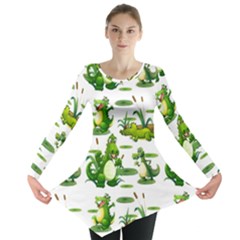 Crocodiles In The Pond Long Sleeve Tunic  by Bigfootshirtshop