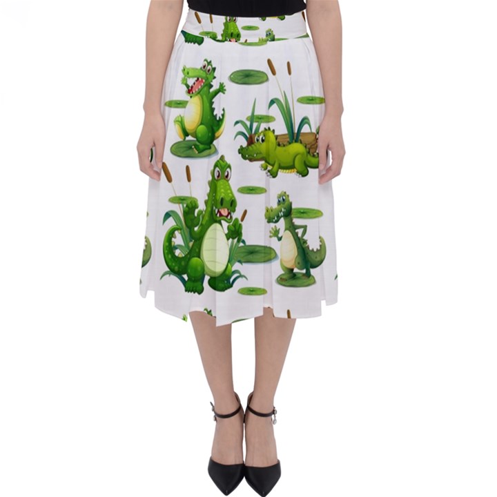 Crocodiles In The Pond Folding Skater Skirt