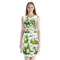 Crocodiles In The Pond Sleeveless Chiffon Dress   by Bigfootshirtshop