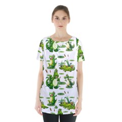 Crocodiles In The Pond Skirt Hem Sports Top