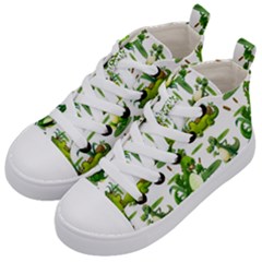 Crocodiles In The Pond Kid s Mid-top Canvas Sneakers