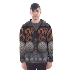 Awesome Tribal Dragon Made Of Metal Hooded Wind Breaker (men) by FantasyWorld7