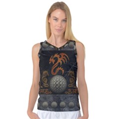 Awesome Tribal Dragon Made Of Metal Women s Basketball Tank Top by FantasyWorld7