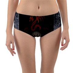 Awesome Tribal Dragon Made Of Metal Reversible Mid-waist Bikini Bottoms