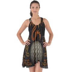 Awesome Tribal Dragon Made Of Metal Show Some Back Chiffon Dress