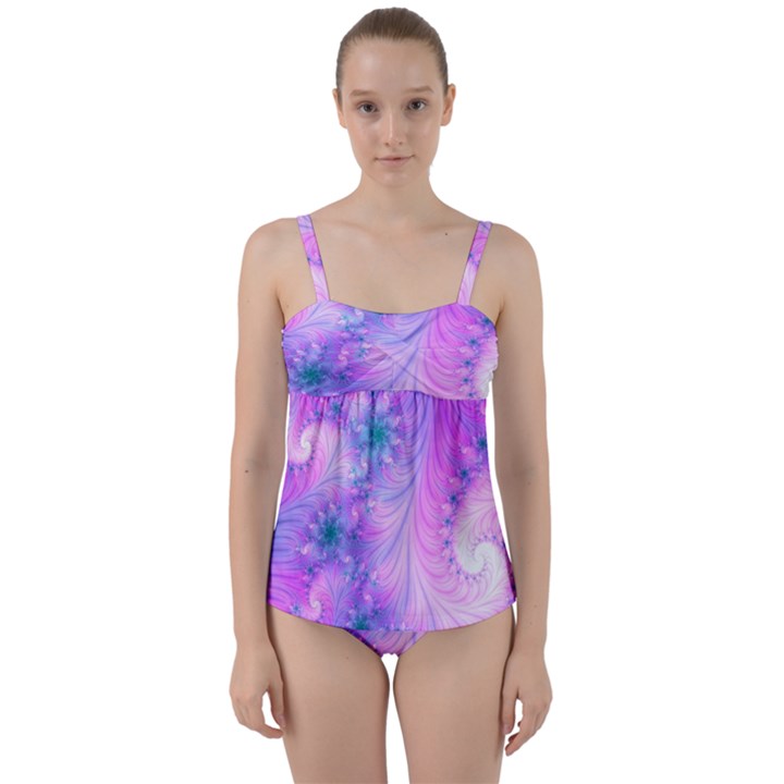 Delicate Twist Front Tankini Set