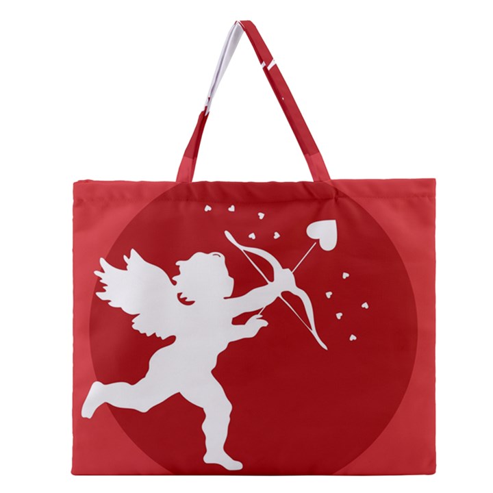 Cupid Bow Love Valentine Angel Zipper Large Tote Bag