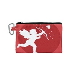 Cupid Bow Love Valentine Angel Canvas Cosmetic Bag (small) by Celenk