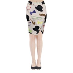 Moustache Hat Bowler Bowler Hat Midi Wrap Pencil Skirt by Celenk