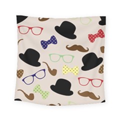 Moustache Hat Bowler Bowler Hat Square Tapestry (small) by Celenk