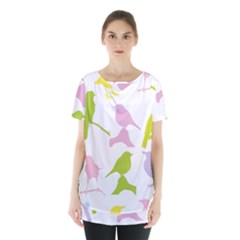 Birds Colourful Background Skirt Hem Sports Top