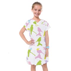 Birds Colourful Background Kids  Drop Waist Dress