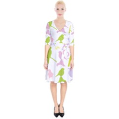 Birds Colourful Background Wrap Up Cocktail Dress