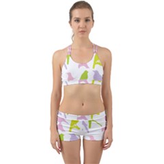 Birds Colourful Background Back Web Sports Bra Set