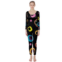 Abstract Background Retro 60s 70s Long Sleeve Catsuit by Celenk