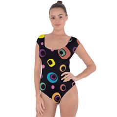 Abstract Background Retro 60s 70s Short Sleeve Leotard 