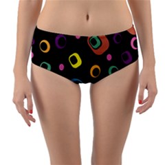 Abstract Background Retro 60s 70s Reversible Mid-waist Bikini Bottoms