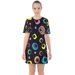 Abstract Background Retro 60s 70s Sixties Short Sleeve Mini Dress