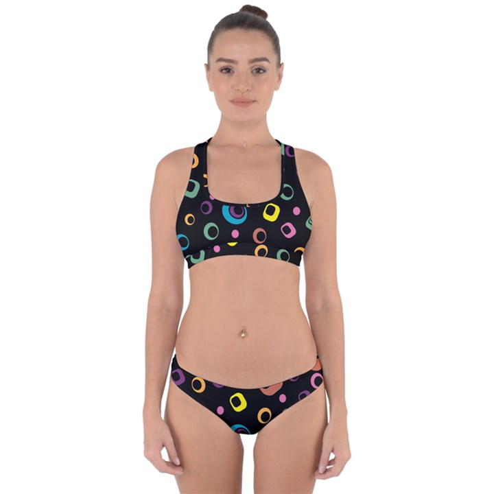 Abstract Background Retro 60s 70s Cross Back Hipster Bikini Set