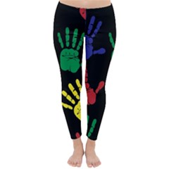 Handprints Hand Print Colourful Classic Winter Leggings by Celenk