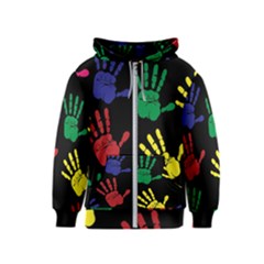 Handprints Hand Print Colourful Kids  Zipper Hoodie by Celenk