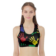 Handprints Hand Print Colourful Sports Bra With Border by Celenk