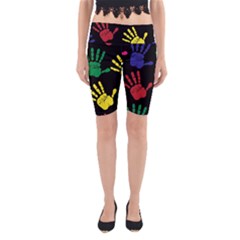 Handprints Hand Print Colourful Yoga Cropped Leggings by Celenk