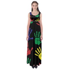 Handprints Hand Print Colourful Empire Waist Maxi Dress by Celenk