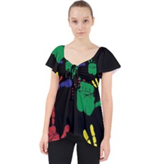 Handprints Hand Print Colourful Lace Front Dolly Top