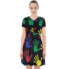 Handprints Hand Print Colourful Adorable In Chiffon Dress by Celenk