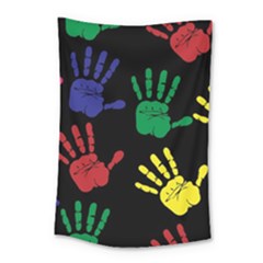 Handprints Hand Print Colourful Small Tapestry by Celenk