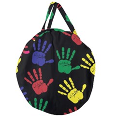 Handprints Hand Print Colourful Giant Round Zipper Tote