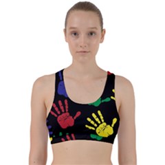 Handprints Hand Print Colourful Back Weave Sports Bra by Celenk