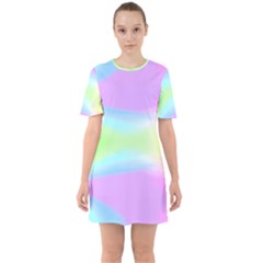 Abstract Background Wallpaper Paper Sixties Short Sleeve Mini Dress