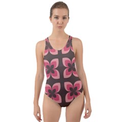 Floral Retro Abstract Flowers Cut-out Back One Piece Swimsuit