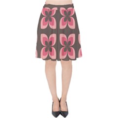 Floral Retro Abstract Flowers Velvet High Waist Skirt