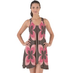 Floral Retro Abstract Flowers Show Some Back Chiffon Dress